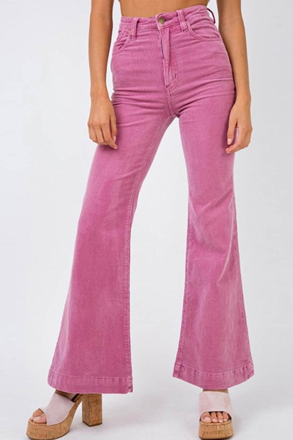 

Lovely Casual Flared Pink Pants