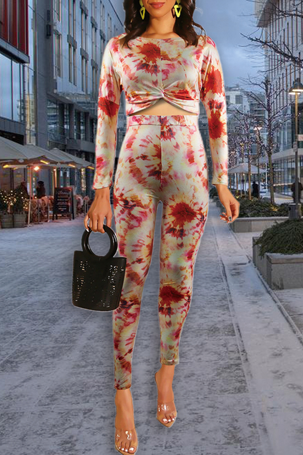 

Lovely Trendy Basic Orange Two-piece Pants Set