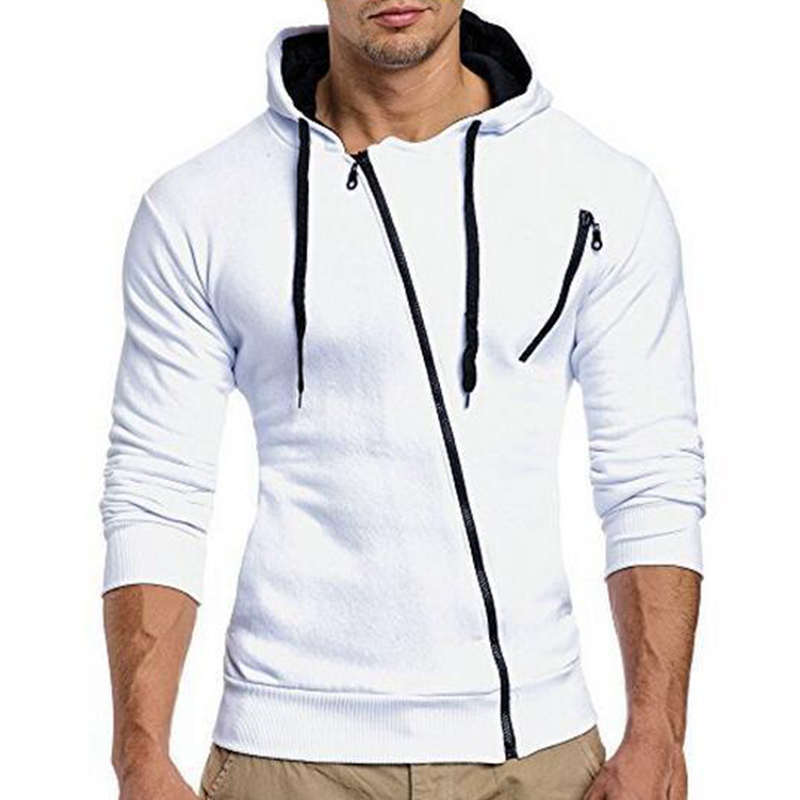 Lovely Leisure Patchwork Zipper Design White Hoodie
