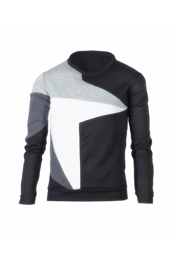 

Lovely Casual Patchwork Light Blue T-shirt, Black