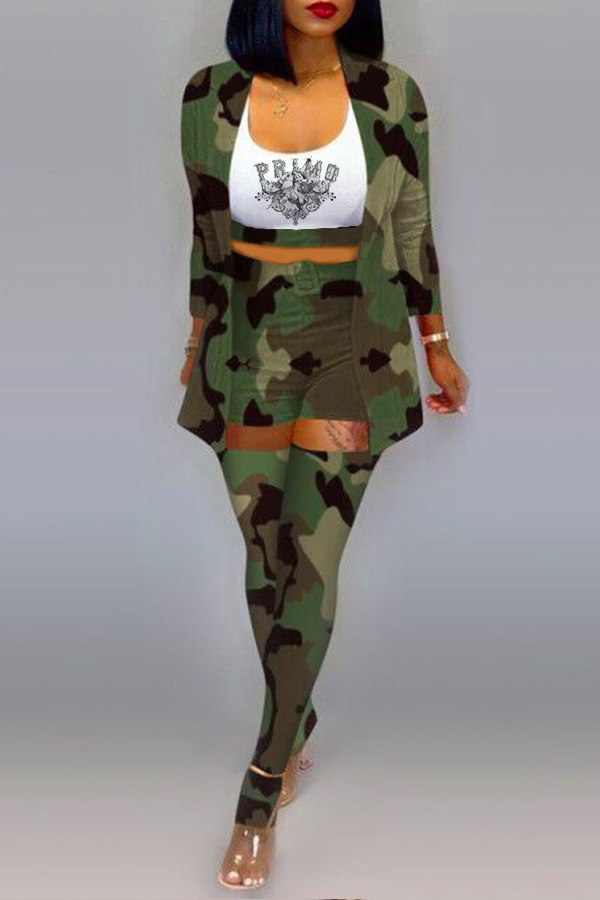 

Lovely Casual Camouflage Printed Two-piece Pants Set, Camo