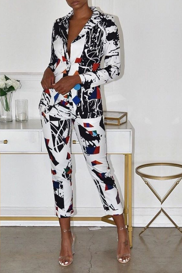 

Lovely Trendy Printed Multicolor Two-piece Pants Set, Multi