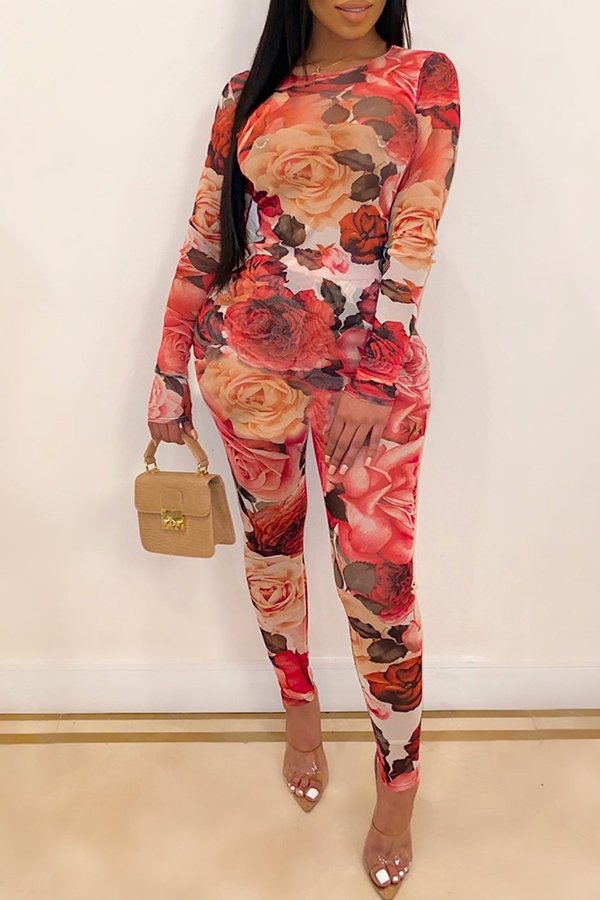 

Lovely Trendy Printed Red One-piece Jumpsuit