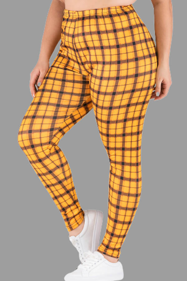 

Lovely Casual Printed Yellow Plus Size Pants