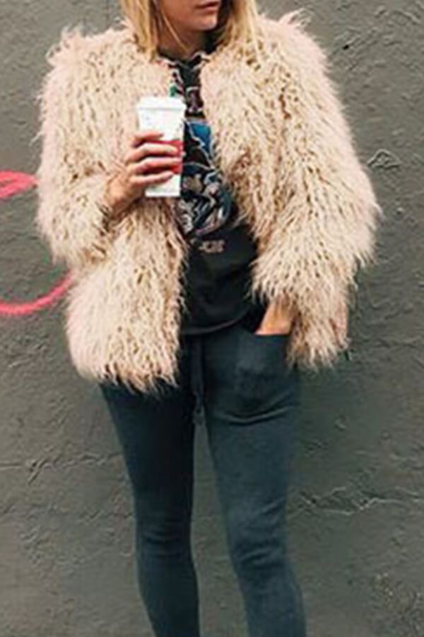 

Lovely Casual Tassel Design Khaki Coat