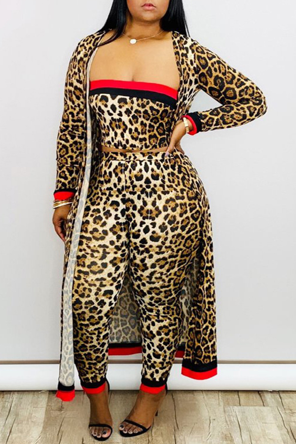 

Lovely Trendy Leopard Printed Two-piece Pants Set