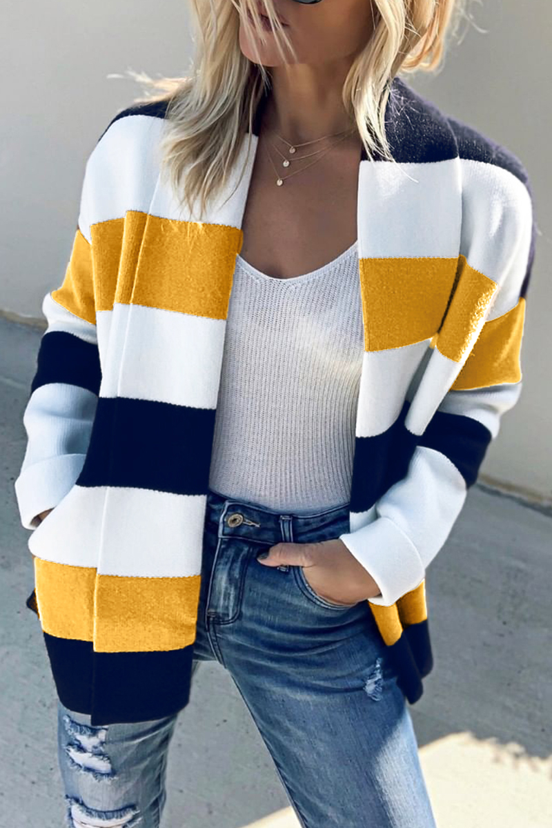 

Lovely Fashion Striped Patchwork Sweater Cardigans, Multi