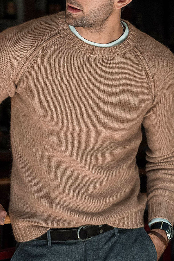

Lovely Casual Basic Khaki Sweater
