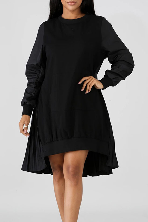 

Lovely Casual Patchwork Black Knee Length Dress