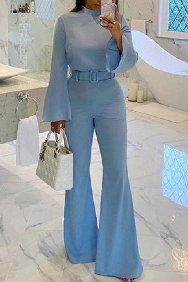 

Lovely Work Loose Blue One-piece Jumpsuit(With Belt