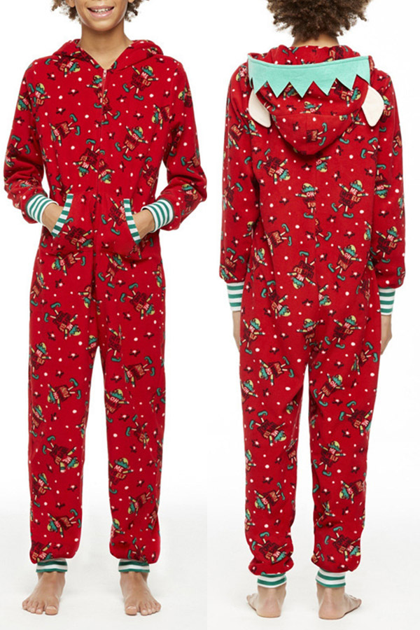 

Lovely Family Plaid Printed Red Kids One-piece Jumpsuit