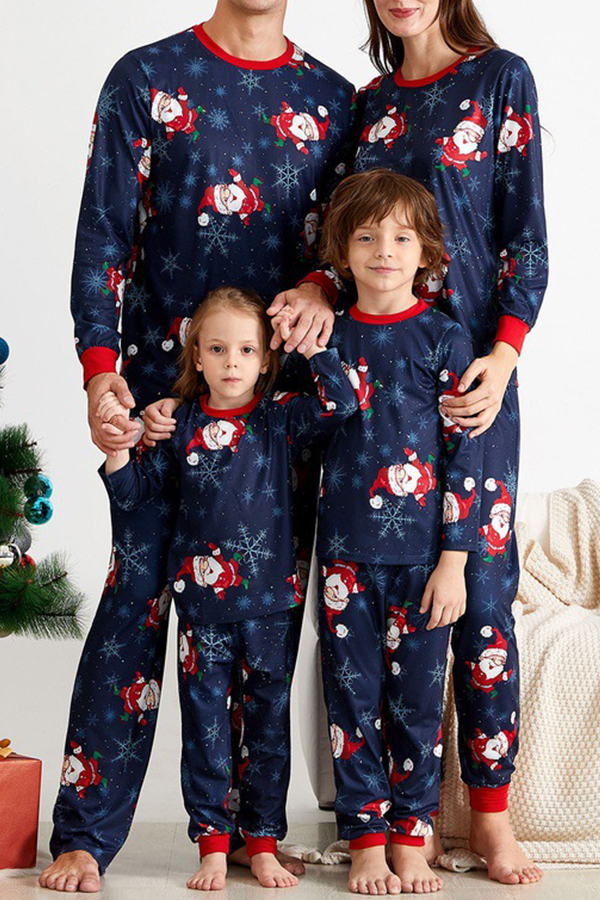 

Lovely Family Santa Claus Printed Blue Mother Two-piece Pants Set