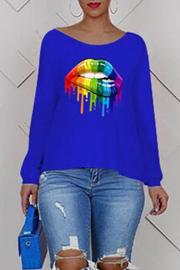 Cheap Hoodies Lovely Casual Cross-over Design Printe Blue Sweatshirt H