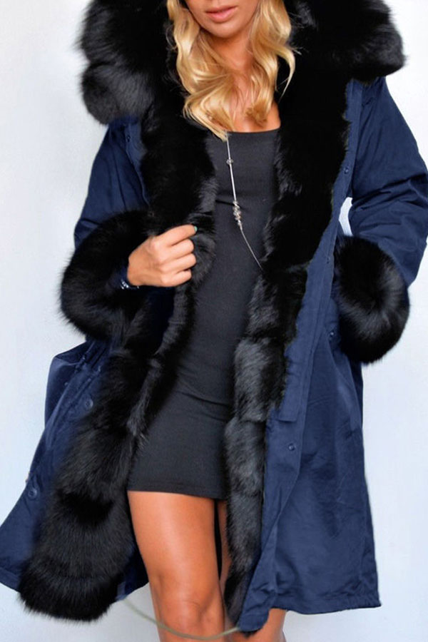 

Lovely Casual Patchwork Blue Coat