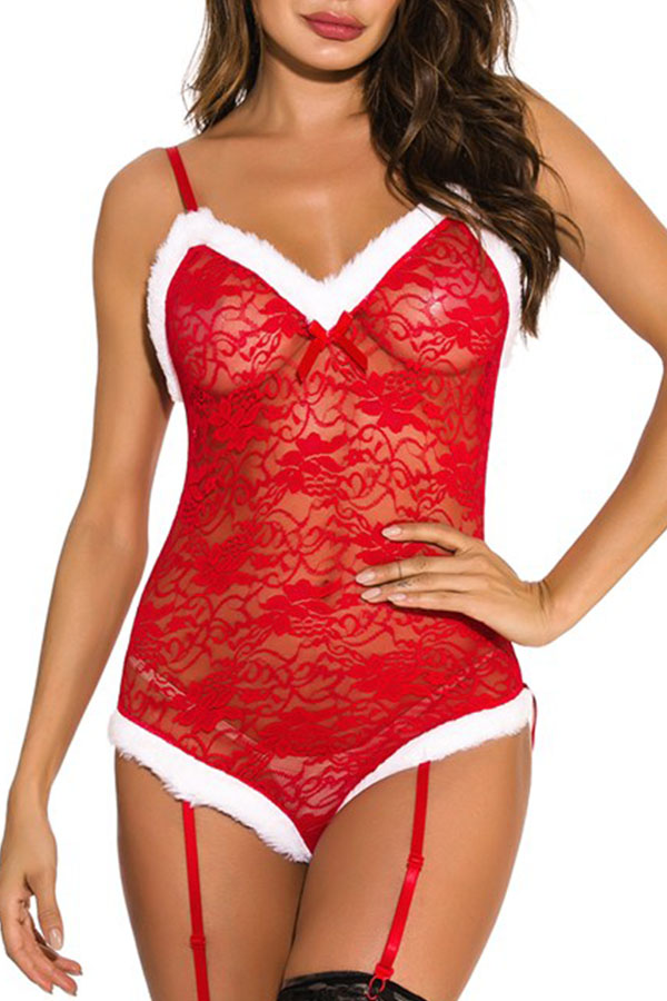 Lovely Sexy Patchwork Red Teddies