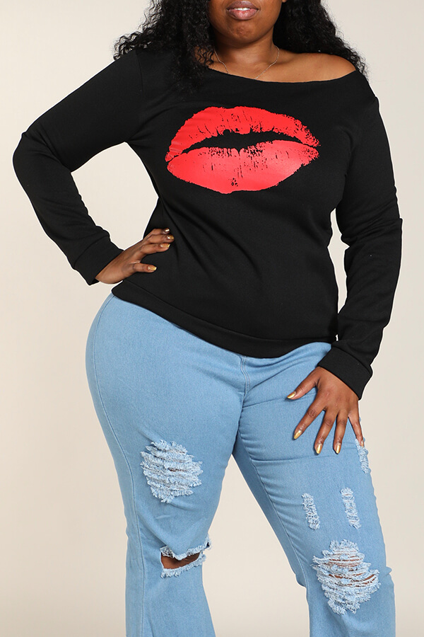 red plus size sweatshirt