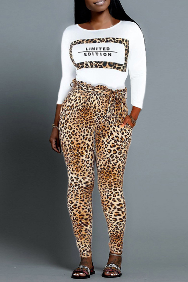 

Lovely Casual Printed White Two-piece Pants Set