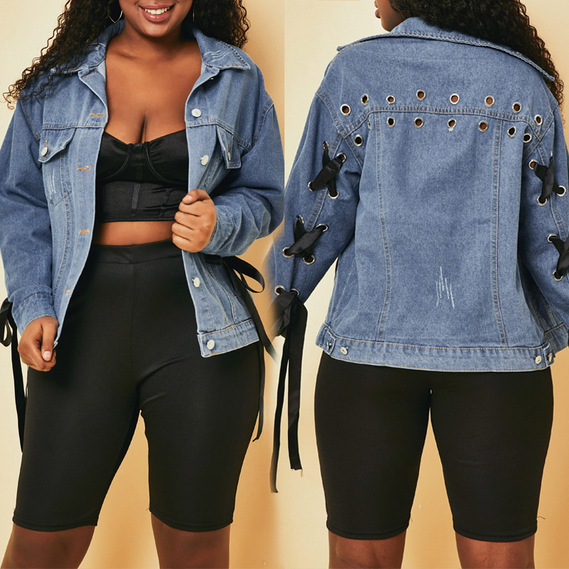 

Lovely Casual Bandage Design Blue Coat