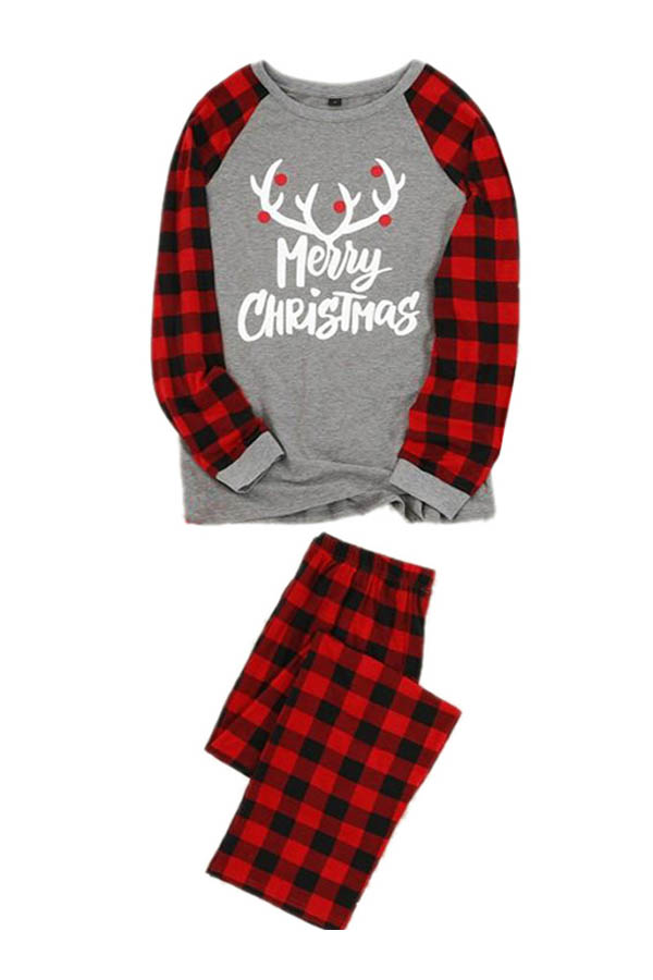 

Lovely Family Letter Printed Red Father Two-piece Pants Set
