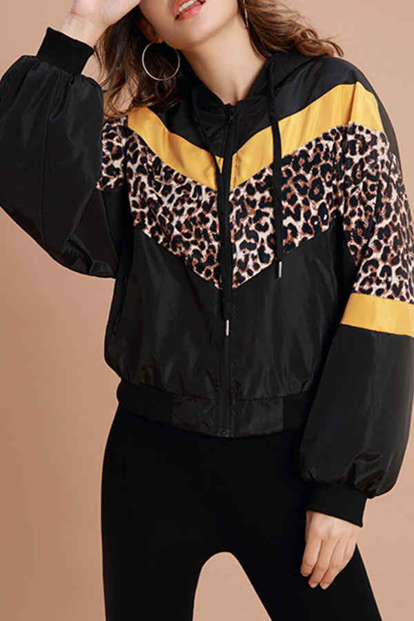 

Lovely Casual Leopard Black Jacket