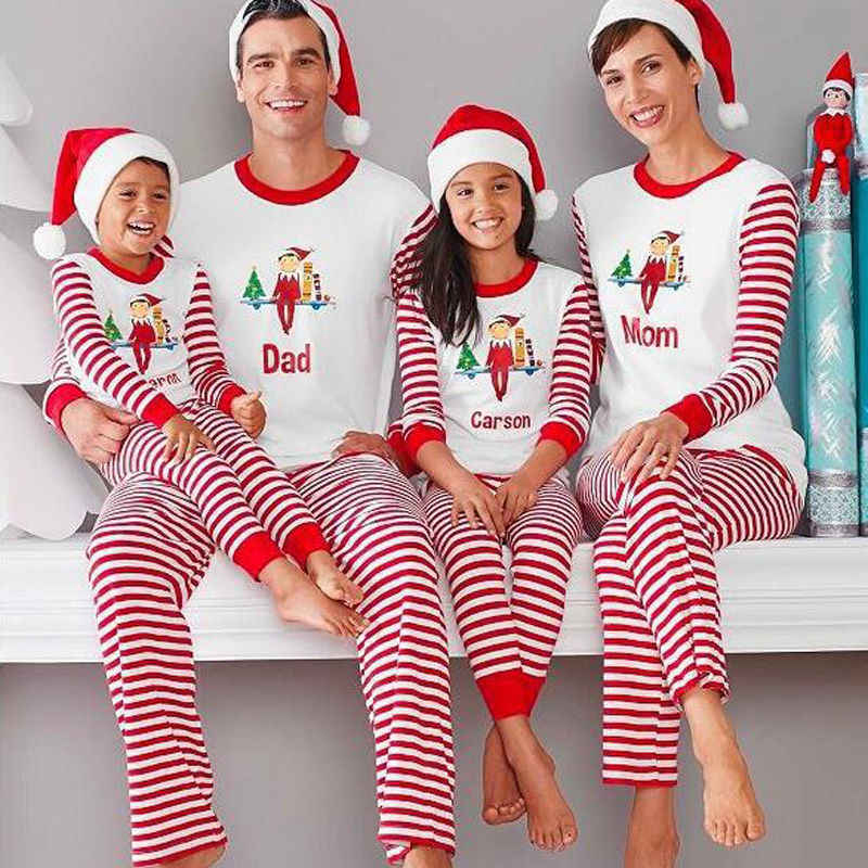 

Lovely Family Striped Printed White Father Two-piece Pants Set