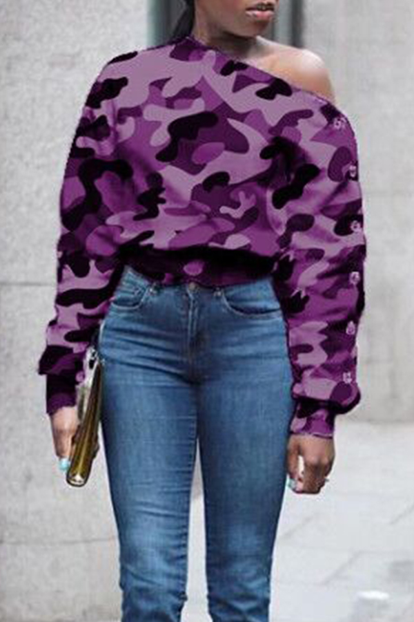 

Lovely Casual O Neck Purple Sweatshirt Hoodie