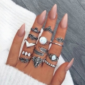 Lovely Trendy 13-piece Silver Alloy Ring