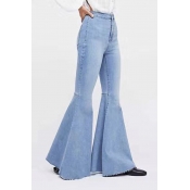 Lovely Casual Flared Baby Blue Jeans