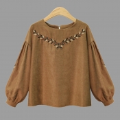Lovely Casual Embroidered Design Light Tan Plus Si