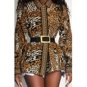 Lovely Chic Leopard Printed Blouse(Without Belt)