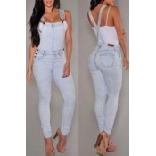 Lovely Trendy Backless Baby Blue One-piece Jumpsui