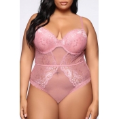 Lovely Sexy Hollow-out Light Pink Teddies