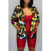 Lovely Casual Printed Yellow Coat
