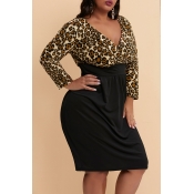 Lovely Casual Skinny Leopard Printed Knee Length P