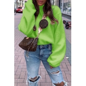 Lovely Casual Turtleneck Green Sweatshirt