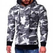 Lovely Casual Hooded Collar Ruffle Design Light Gr