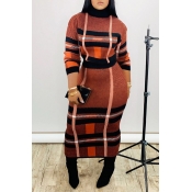 Lovely Casual Turtleneck Plaid Jacinth Two-piece S