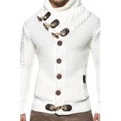 Lovely Casual Buttons White Sweater