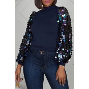 LW Casual Patchwork Dark Blue Sweatshirt Hoodie