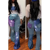 Lovely Street Patchwork Blue Jeans