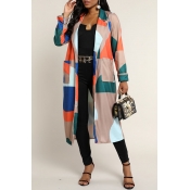 Lovely Casual Color-lump Multicolor Trench Coat