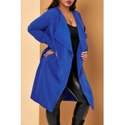 Lovely Casual Loose Blue Plus Size Coat