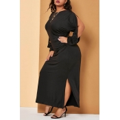 Lovely Trendy Basic Black Ankle Length Plus Size D