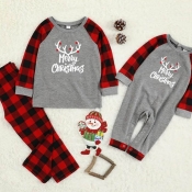 Lovely Family Letter Printed Red Kids Two-piece Pa