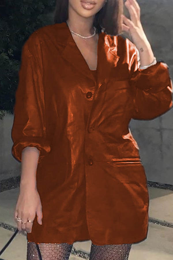 

Lovely Trendy Buttons Design Brown Coat