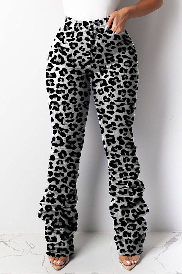 

Lovely Casual Leopard Printed Grey Pants