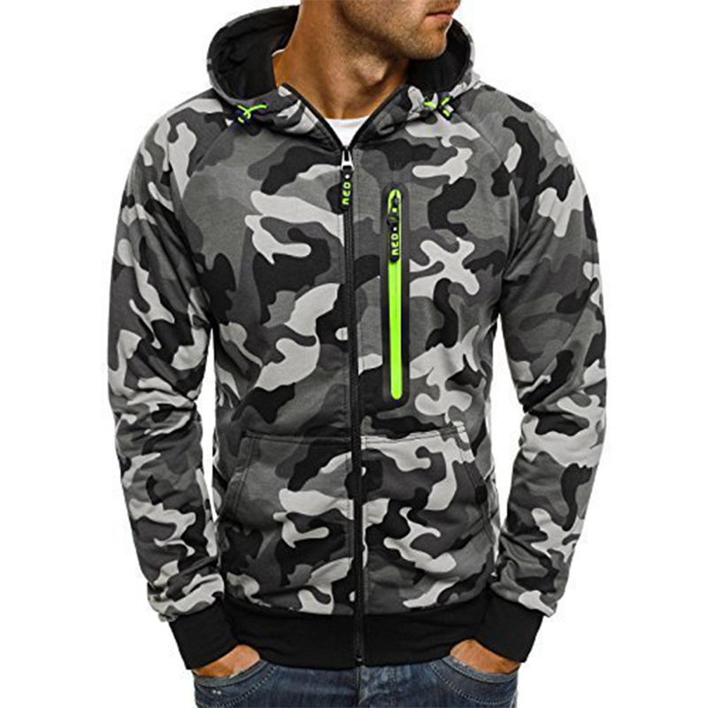 

Lovely Casual Camouflage Printed Grey Hoodie