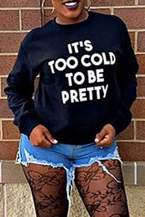 

Lovely Casual Letter Printed Black Sweatshirt Hoodie