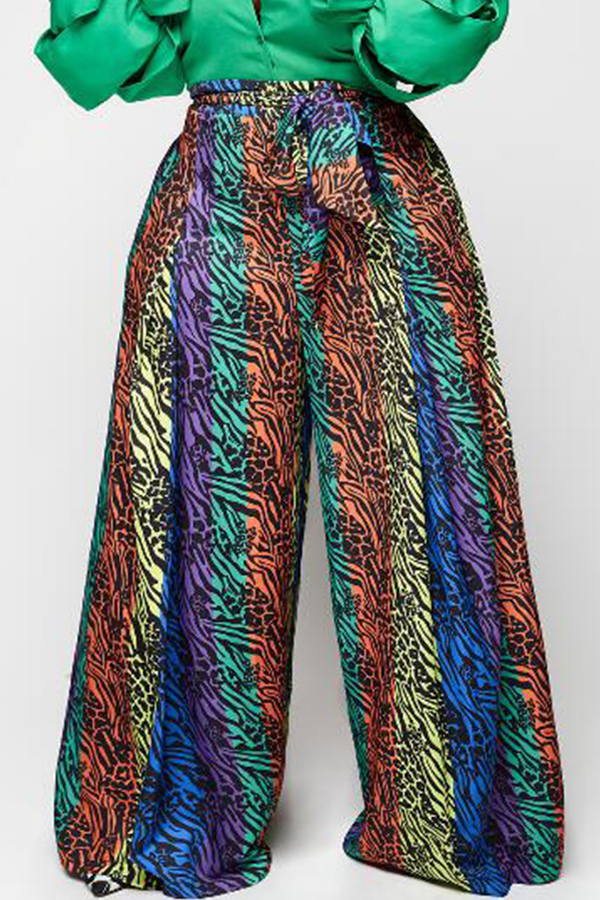 

Lovely Casual Loose Printed Multicolor Pants, Multi