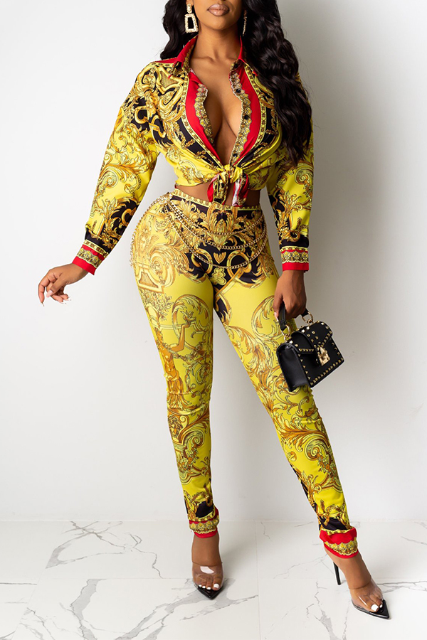 

Lovely Leisure Basic Printed Multicolor Two-piece Pants Set, Multi